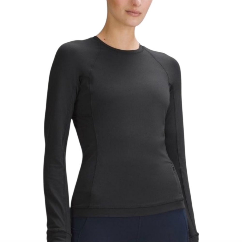 Lululemon Black UV Protection Long Sleeve Crew Neck Rash Guard Womens Size XS-S